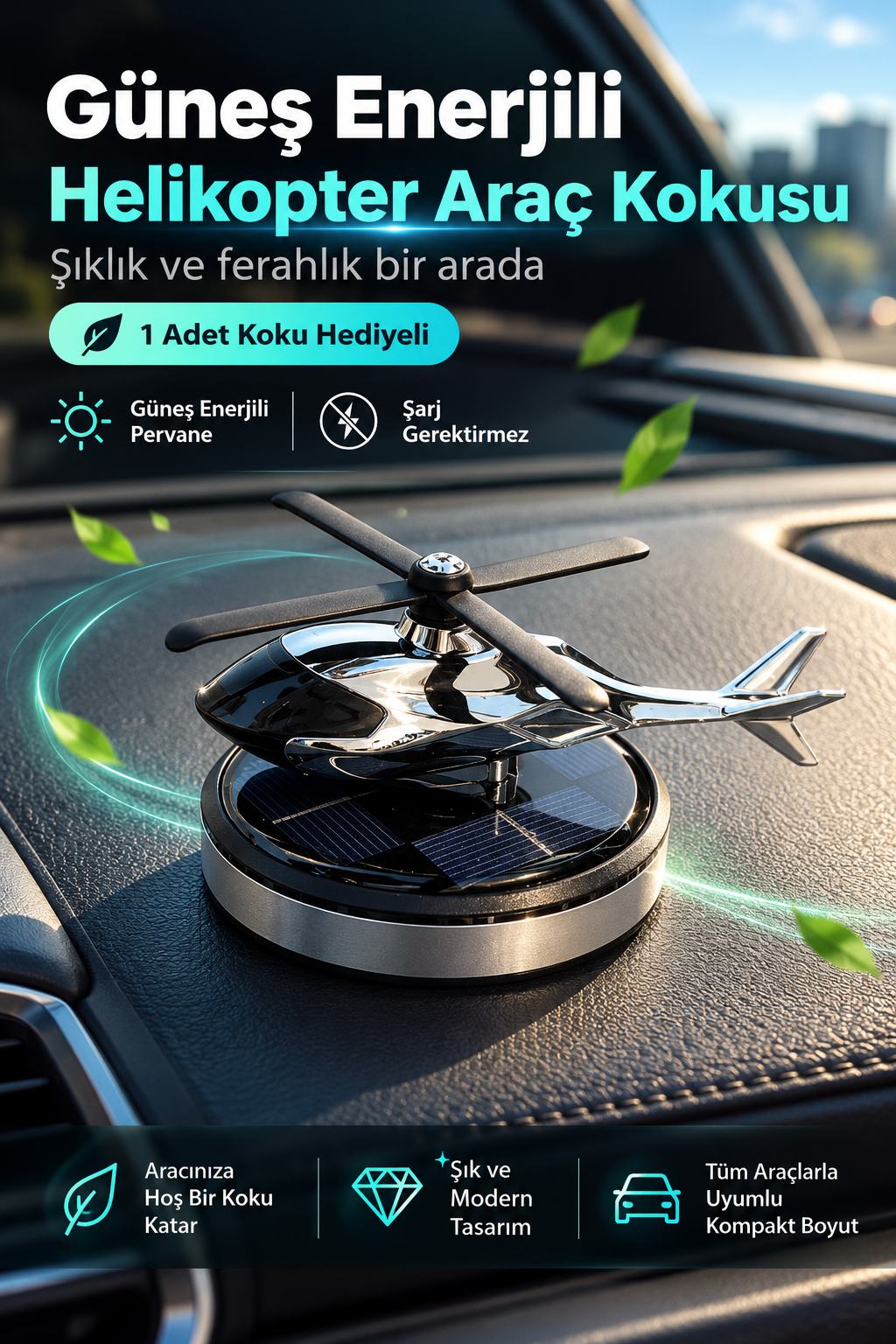 Güneş Enerjili Helikopter Araç Kokusu