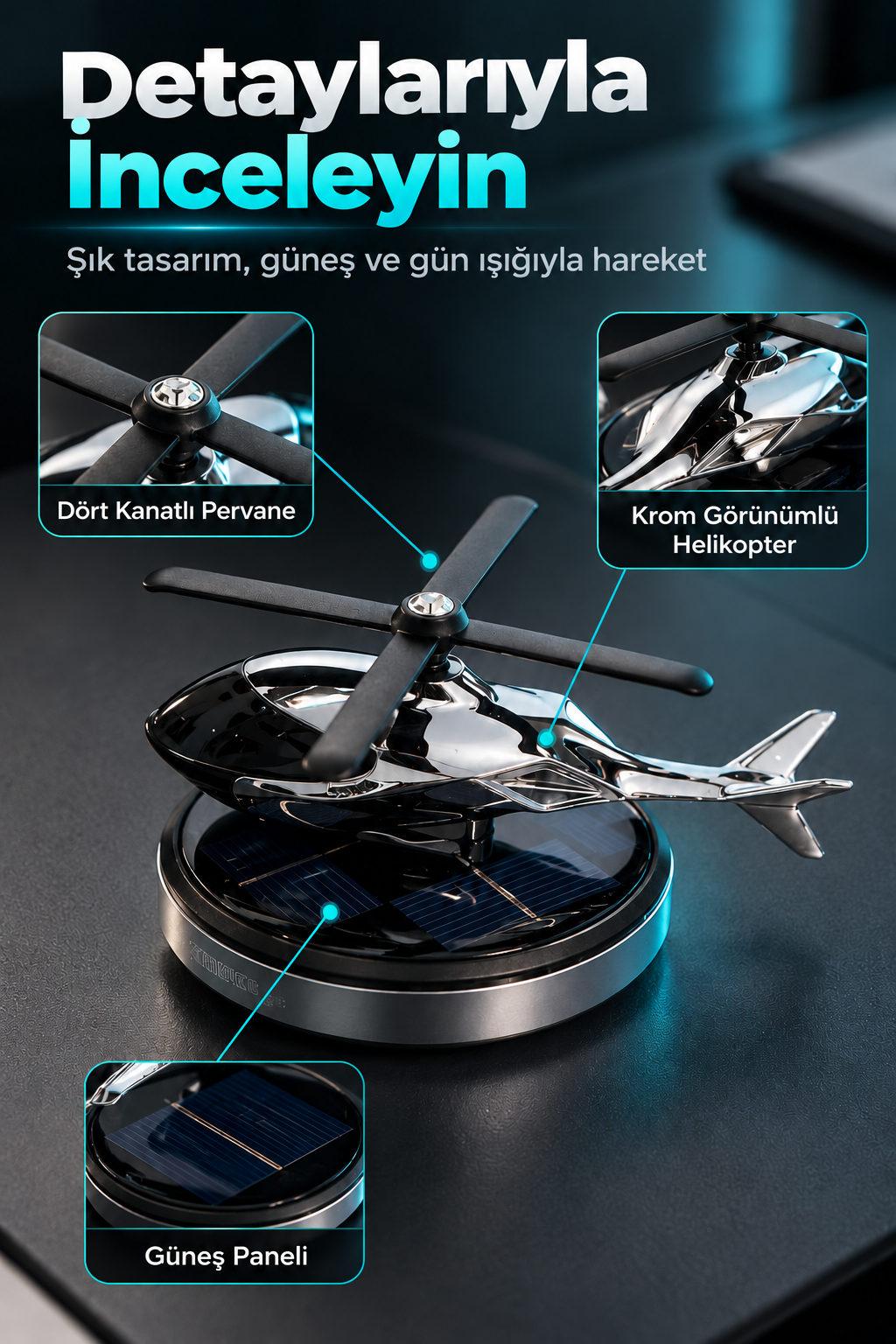 Güneş Enerjili Helikopter Araç Kokusu
