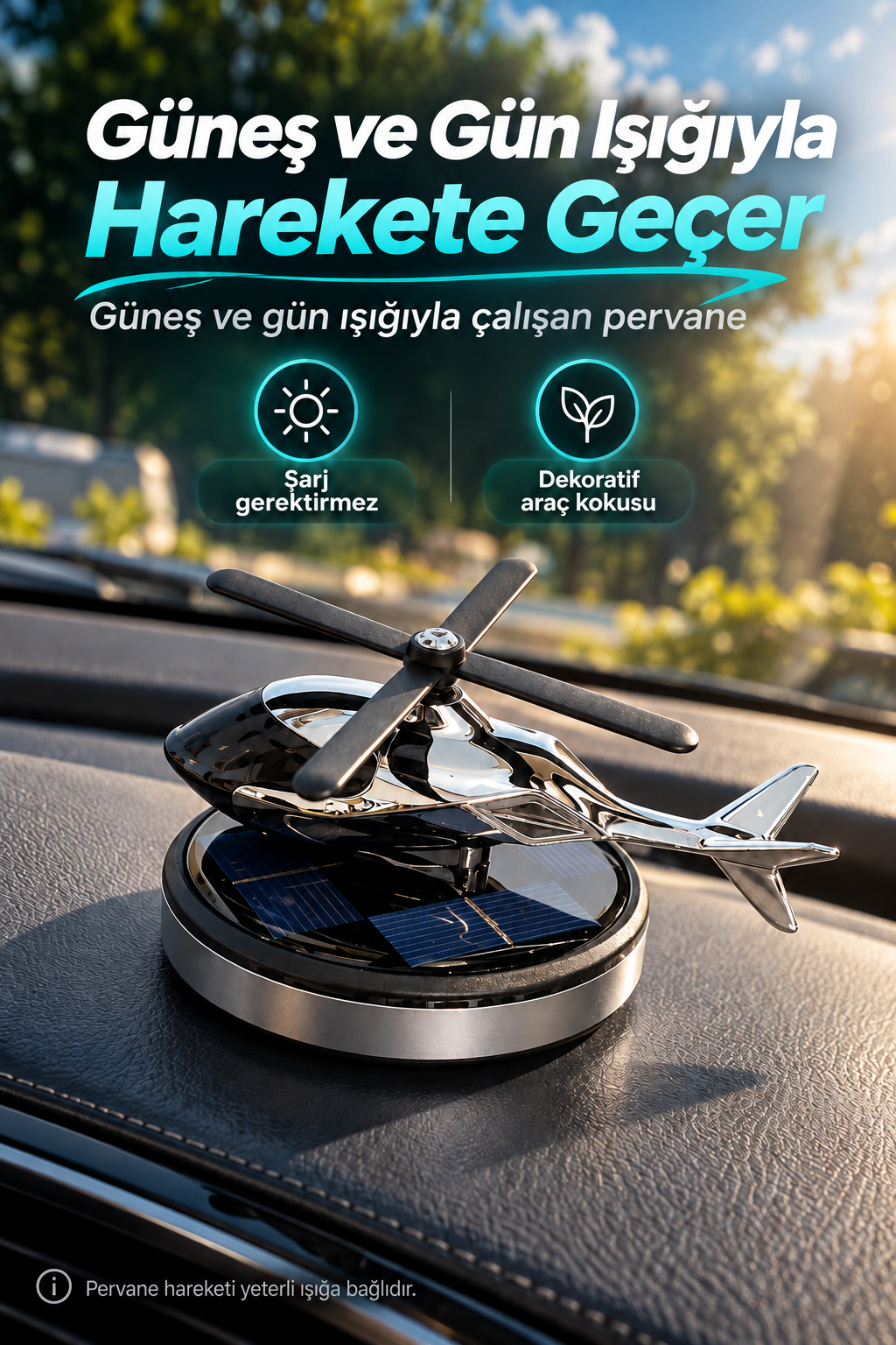 Güneş Enerjili Helikopter Araç Kokusu